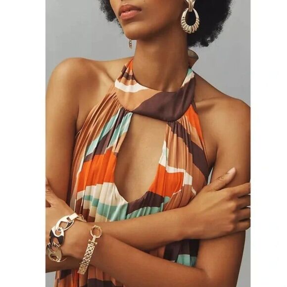 Anthropologie x HUTCH Halter Pleated Swing Mini Dress. L NWT - Picture 7 of 12